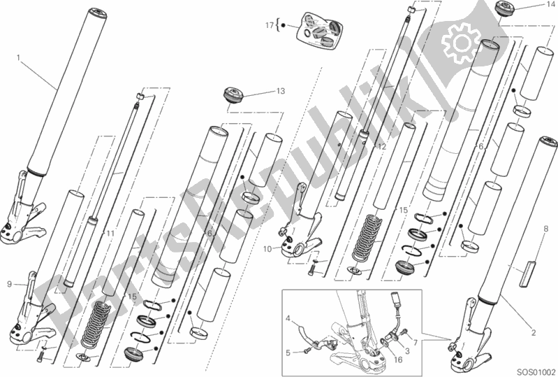 Tutte le parti per il Forcella Anteriore del Ducati Diavel 1260 Thailand 2020
